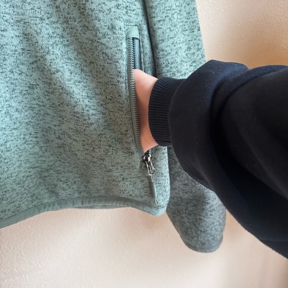Kyodan Quarter Zip Fleece Pullover: M Heathered Green Athletic Jacket w/ Pockets - Picture 5 of 7